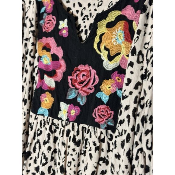 Tunic Top Womens 1X Pink Floral Embroidered Lined Flowy Plus Boho Jane Insp. - Picture 3 of 8
